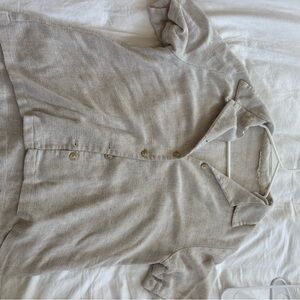 Beige Button-Up Short Sleeve Shirt